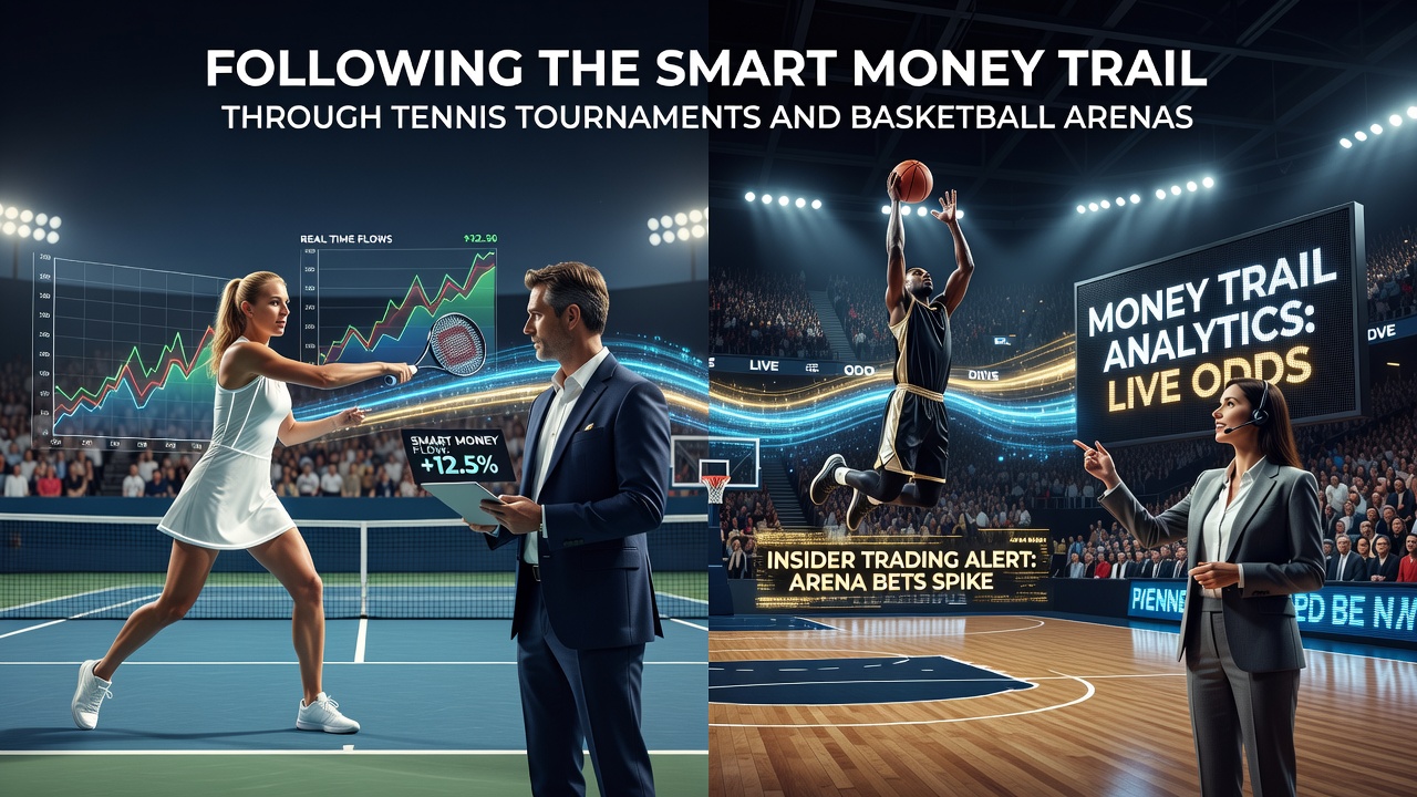 Smart money indicators displayed on betting terminals during a tennis tournament match
