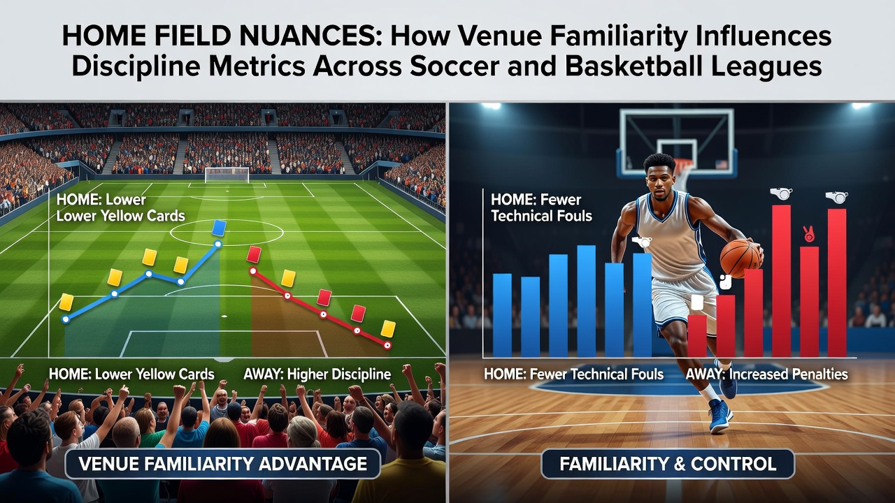 Players adapting to home venue conditions during a soccer match and basketball game split view