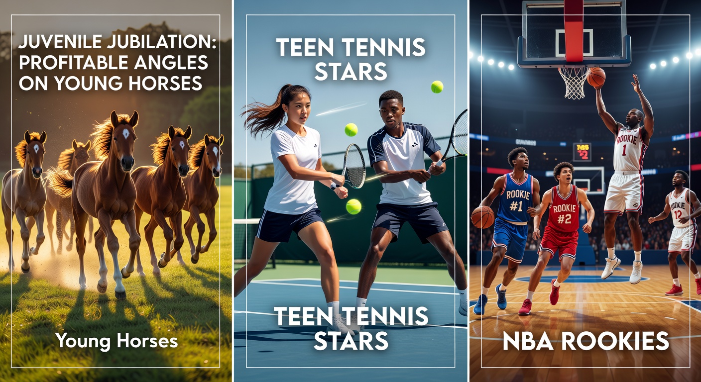 A spirited young thoroughbred colt charging down the straightaway during a juvenile stakes race, highlighting the raw speed and potential of two-year-olds on the turf