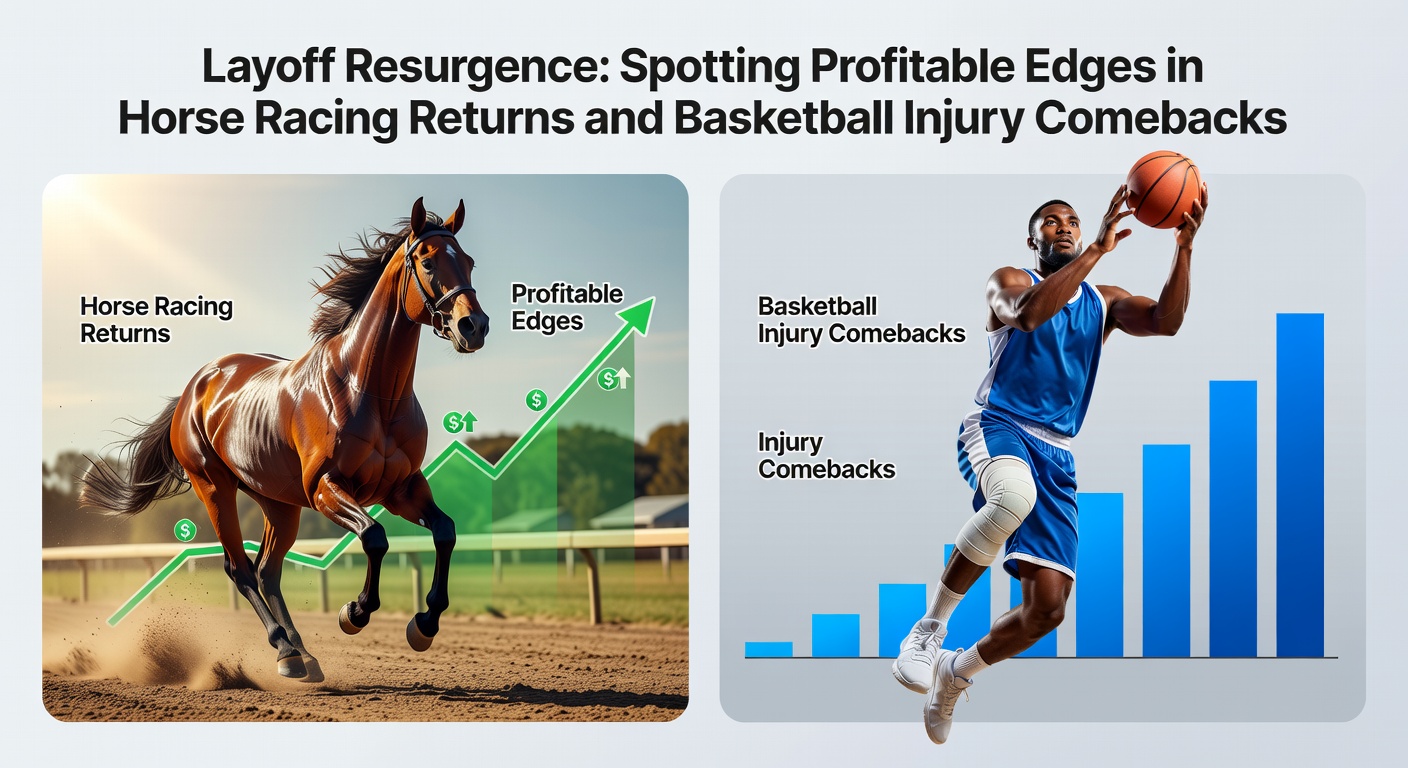 A horse surges ahead in the final stretch after a long layoff, with jockey urging it on amid cheering crowds