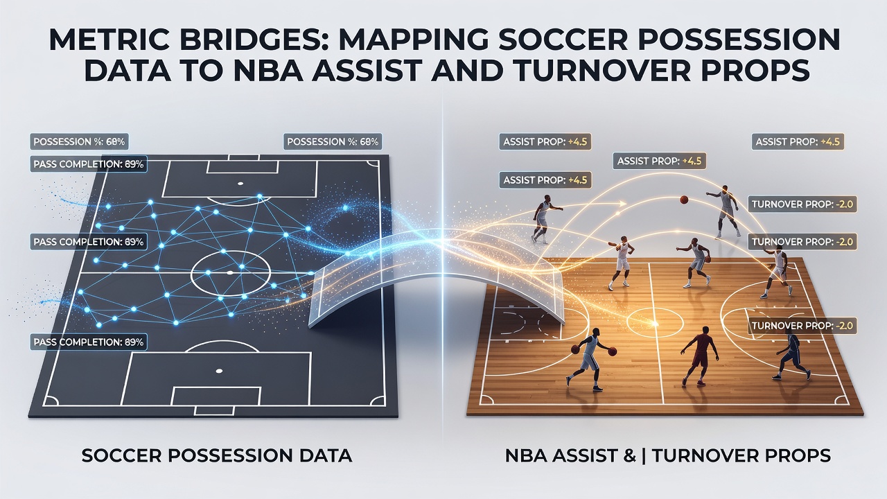 Data visualization dashboard displaying mapped possession metrics transitioning from soccer pitch diagrams to NBA court assist and turnover heatmaps
