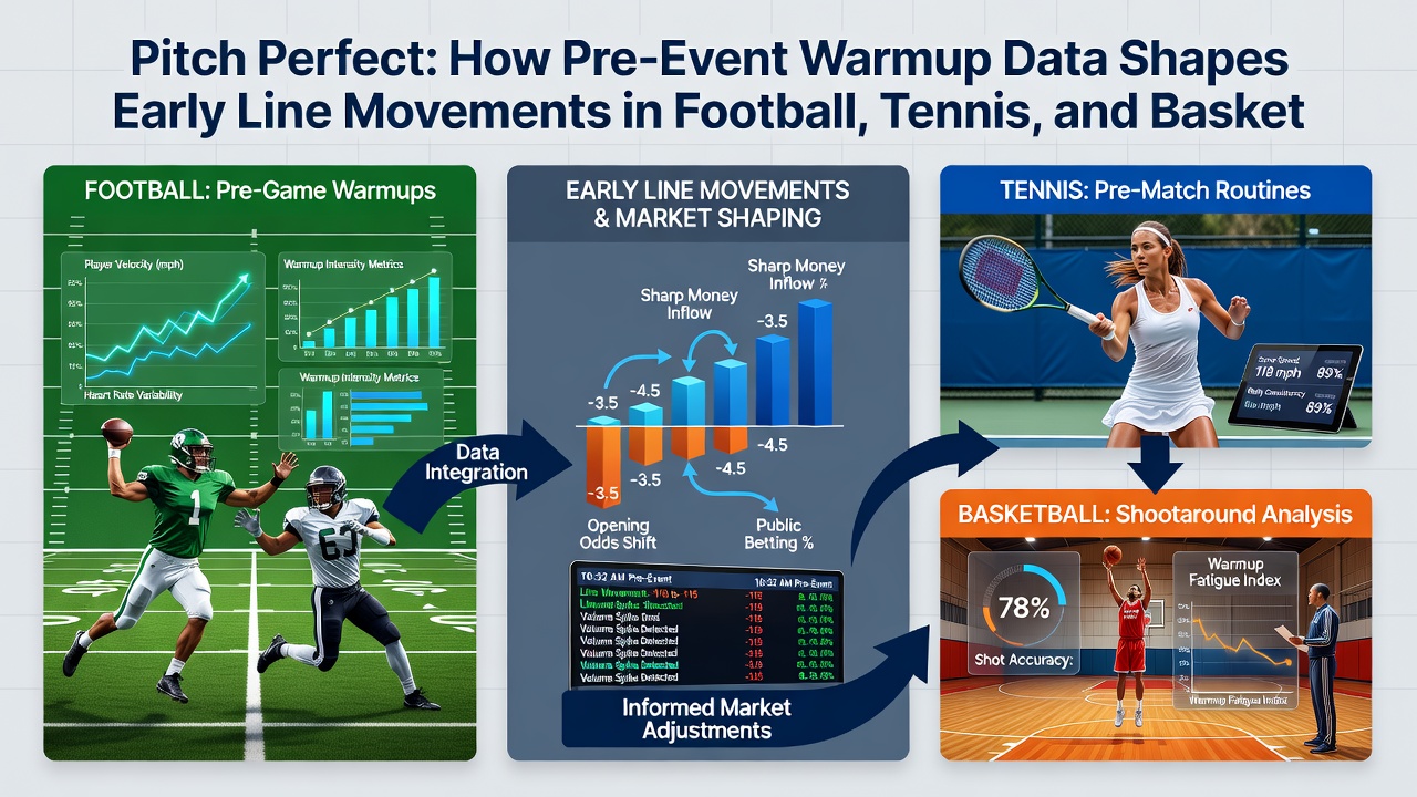 Close-up of basketball players executing dynamic stretches and shooting drills with performance tracking devices during pre-game warmup