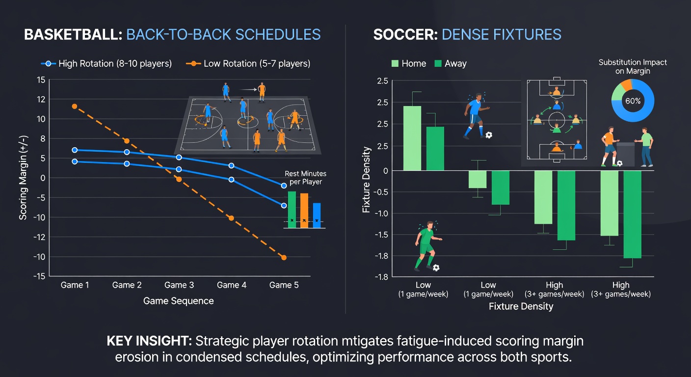Soccer players rotating during congested fixture schedule analysis