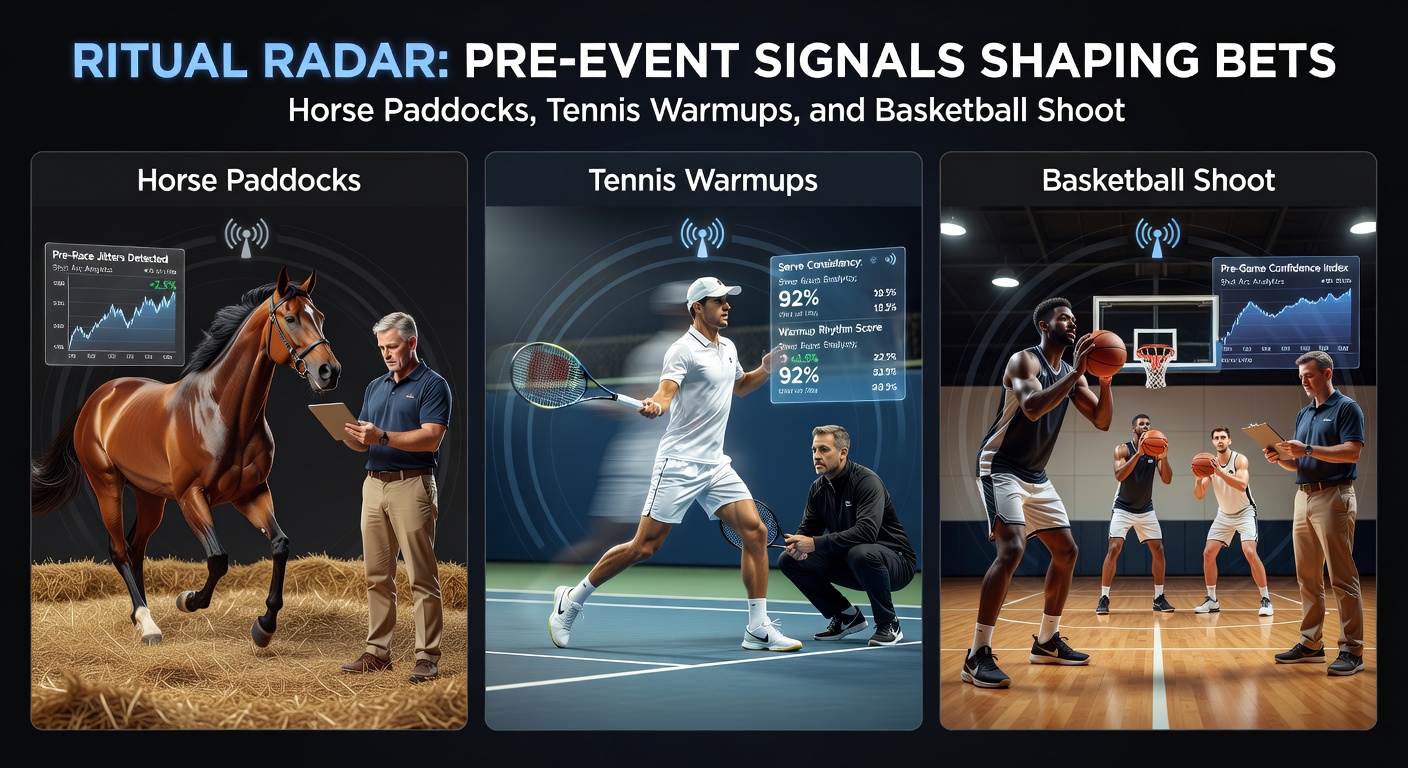 Tennis players during warmup on court, one focusing intensely on serves while the other practices groundstrokes