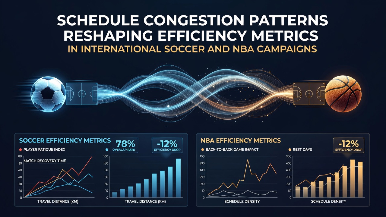 Visual representation of congested soccer and NBA schedules with overlapping fixtures and travel routes